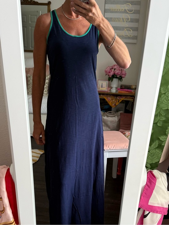 Lilly Pulitzer Dresses & Skirts - Lilly Pulitzer Treena Pima Cotton Racerback Maxi Dress Navy Green Trim XS Resort
